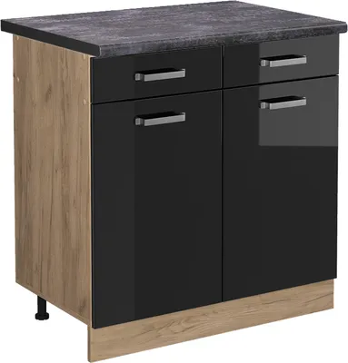 Obrázek produktu pro Spodní skříňka kuchyňské linky Vicco R-Line Černý vysoký lesk 80 cm , PD Antracit, Model 46172