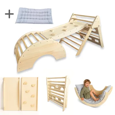 Produktbild von Dastium Montessori Kletterset – Kletterdreieck & Bogen für Kinder – Natur