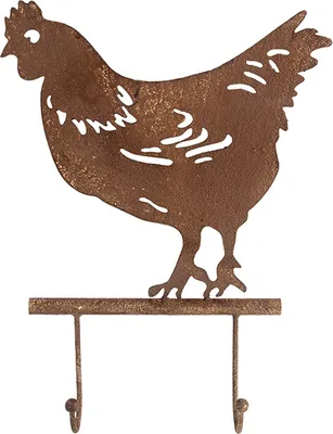 Produktbild von Clayre & Eef Wandgarderobe Huhn 24x5x31 cm Braun Metall
