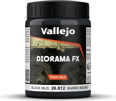 Immagine prodotto di Vallejo Weathering Effects Vernice Acrilica Fango Nero Spesso Finitura Realistica, 200ml. per Simulazione di Strutture di Fango o Ruggine per Modellismo