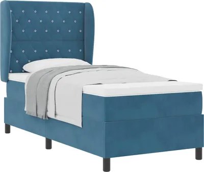 Immagine prodotto di vidaXL Letto boxspring con materasso blu scuro 200 x 100 cm velluto