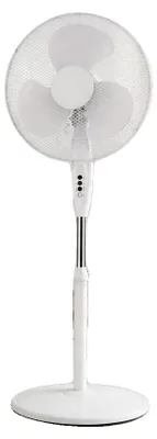 Obrázok produktu pre Stojaci ventilátor, priemer 16 palcov, výkon 45 W, 3 rýchlostné stupne, oscilácia 90°, výškovo nastaviteľný do výšky 122 cm