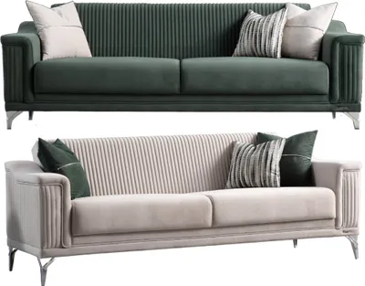 Produktbild von Villa Möbel Sofa Set Elyss Braun-Beige Stellvariante:3+3 Relax- und Bettfunktion, pflegeleichter Mikrofaser Samtstoff