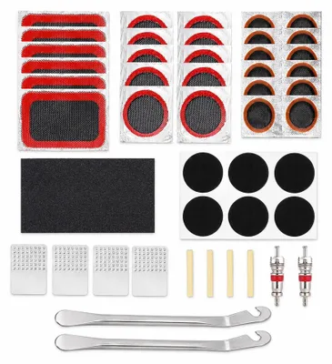 Imagen del producto de Kit de reparación de bicicletas de 50 piezas, que incluye palancas para neumáticos, ideal para reparar neumáticos de bicicleta