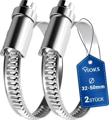 Produktbild von Set 2x Schlauchschellen Rohrschellen 32-50mmØ Bandbreite 9 mm aus Chromstahl