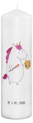 Produktbild von Mr. & Mrs. Panda Kerze Einhorn Künstler 29 x 8 cm XL - Weiß - Geschenk, Stumpenkerze, Zeichnen, Maler, Welt, Unicorn, Wachskerze, Erinnerungskerze, Farbe, Einhörner