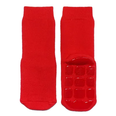 Produktbild von Kinder ABS-Socken aus Baumwolle Einfarbig: Turtle Rot Größe 19-22
