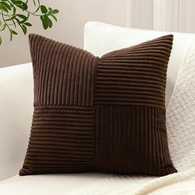 Productafbeelding van Kussensloop, corduroy, kruisstreepmotief, donkerbruin, 40x40 cm, 1 stuk