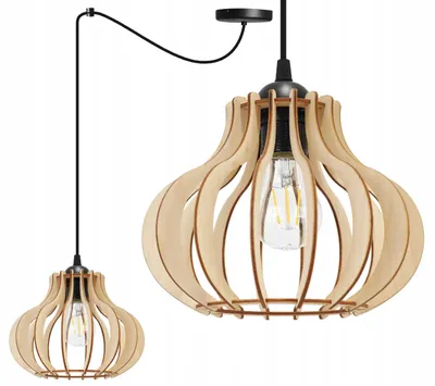 Produktbild von Hängelampe, Deckenleuchter, Holz, LED-Lampenschirm