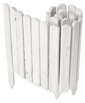 Produktbild von Garronda Beeteinfassung Holz Rollzaun Gartenzaun imprägniert Flexibler Rollborder Rasenkante  Länge: 100 cm (Weiß, Höhe: 40 cm)