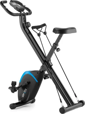 Image de Gymtek® Vélo d'appartement magnétique pliable pour la maison - jusqu'à 120kg - 8 niveaux de résistance, masse d'inertie de 5kg - écran LCD - pour Home Gym Fitness