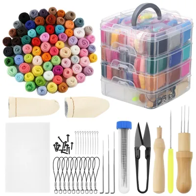 Imagen del producto de Kit de fieltro de aguja con 72 colores y accesorios