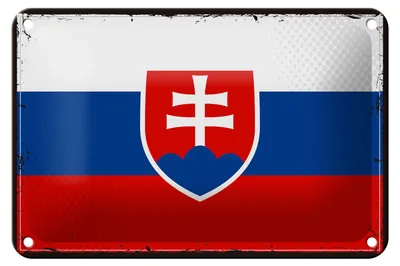 Produktbild von Blechschild Flagge Slowakei 18x12cm Retro Flag of Slovakia Dekoration