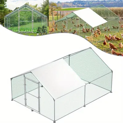 Obrázek produktu pro Venkovní výběh pro drobné zvířata – výběh pro slepice a králíky z pozinkované oceli – rozměry 3 x 4 x 2 metry, včetně zámku