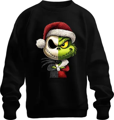 Obrázok produktu pre Vianočná mikina Uni, čierna, XXL, Grinch & Jack Skellington Mashup