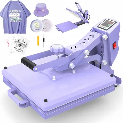 Produktbild von Profi Transferpresse 38x38cm (15x15"), Ausziehbar, Schnelles Aufheizen für Sublimation & Vinyl, Gleichmäßige Wärmeverteilung, Textildruck, lila
