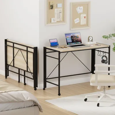 Produktbild von Klappbar Schreibtisch,Kleiner Kompakter Bürotisch,Computertisch Gaming-Schreibtisch,Holzschreibtisch für Zuhause & Büro 110x50x75cm Holzfarbe