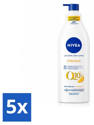 Obrázok produktu pre 5 kusov pleťového mlieka NIVEA Q10, ktoré spevňuje, s vitamínom C – pre normálnu pokožku – 400 ml – výhodný balík