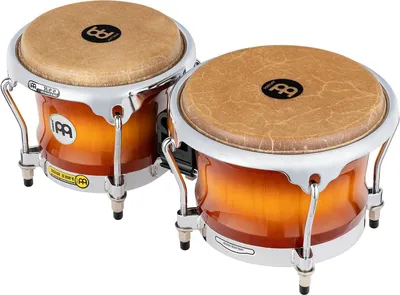 Productafbeelding van Bongo Set - Handtrommels - Muziek Maken - Massief Rubber Hout - 7 en 8.5 inch - Goud Amber Sunburst