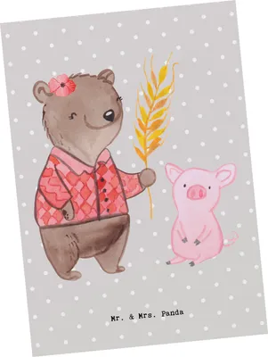 Produktbild von Mr. & Mrs. Panda Postkarte Bäuerin Herz - Grau Pastell - Geschenk, Bauernhof, Schweine, Tiere, Postkarten, Ansichtskarte, Ansichtskarten, Fotokarte, Tierwirtin, Grußkarte