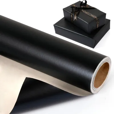 Produktbild von Schwarze Geschenkpapierrolle, mattes Geschenkpapier šC Mini-Rolle, einfarbig, metallisches Geschenkpapier fš¹r Geburtstag, Weihnachten, Hochzeit, Babyparty, Geburtstags-Geschenkpapierrolle fš¹r Teenager