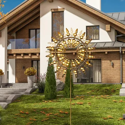 Produktbild von Stück Metall-Windmühle, kinetisches Windrad für den Garten, Gartenwindmühle, dekorative Windmühle für den Rasen, Gartenskulptur mit Erdspieß