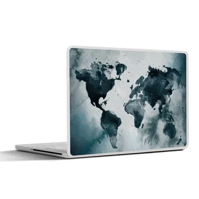 Produktbild von MuchoWow® Laptop Aufkleber Sticker Cover Weltkarte - Abstrakt - Aquarell 31x22.5 cm - Laptop-Deko