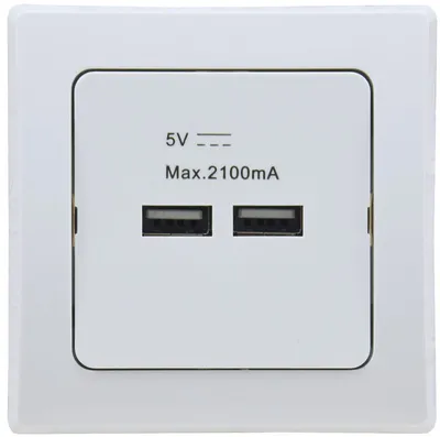 Produktbild von DELPHI 2-fach USB Ladegerät Unterputz 5V 2100mAh, 2,1A Netzteil Weiß