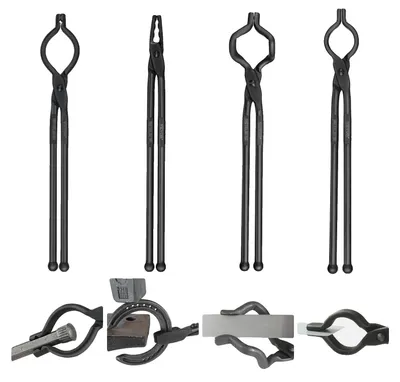 Obrázek produktu pro VEVOR Sada kovacích kleští, V-Bit, Wolf, ZV, uchopovací kleště 4 ks. Kovací kleště z uhlíkové oceli, 465 x 60 x 19 mm / 461 x 68 x 18 mm / 458 x 38 x 19,0 mm / 463 x 78 x 52,3 mm, s prodlouženou rukojetí