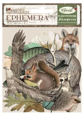 Selbstklebende Papierausschnitte Wald, 46-teilig, 12 x 16,5 cm, Naturmotive