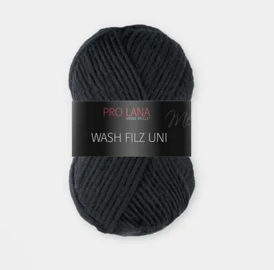 Produktbild von Pro Lana Wash Filz Uni 50g (199) schwarz