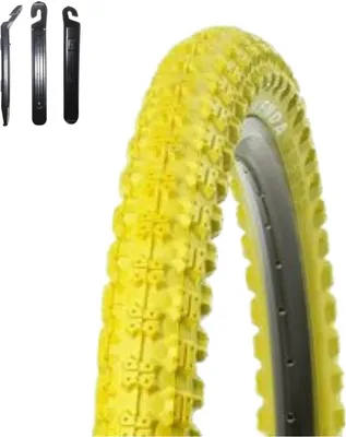 Image de 1 pneu de vélo Kenda 20" BMX K-50 jaune 57-406 (20 x 2,125) avec démonte-pneu maxxi4you