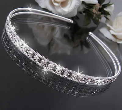 Produktbild von Tiara Diadem Haarreif 8mm Kommunion Hochzeit Schmuck Braut silber Strass H1606