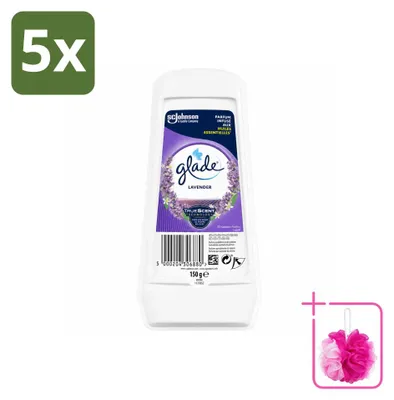 Imagen del producto de 5 unidades de ambientador en gel Glade, aroma lavanda y aloe vera, 150 g, pack ahorro