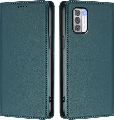 Image de Etui en cuir pour Nokia G42 /Nokia G310, étui magnétique en cuirPolyuréthaneavec support Vert