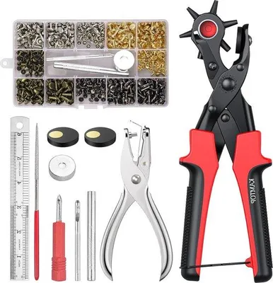 Zdjęcie produktu dla Zestaw dziurkaczy do skóry Heavy Duty z obrotową głowicą, 240 sztuk