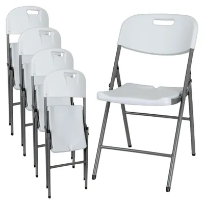 Produktbild von 4er Set Klappstühle 44x53x83cm Weiß HDPE Sitzfläche mit Stahlgestell