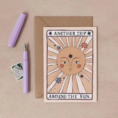Produktbild von Klappkarte Sun Tarot Birthday Card, Farbe:creme