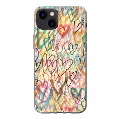 Produktbild von MuchoWow® Handyhülle Schutzhülle Hülle für iPhone 13 Eine Illustration mit Herzen im Hintergrund Silikon Softcase Handy Hülle - Karteninhaber