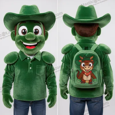 Image de Cowboy Mascotte MASTICOT Velouté Vert Souriant