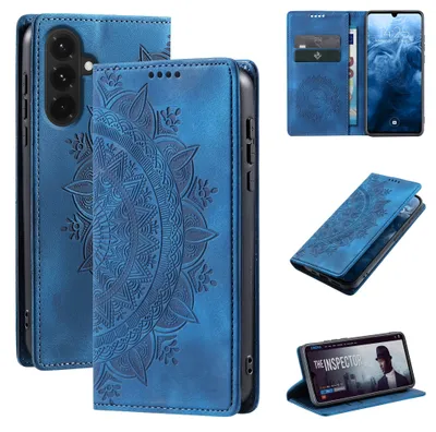 Produktbild von Mandala Handyhülle für Samsung Galaxy A18 / A18 5G RFID Schutz Klapphülle Case Cover Design Schutzhülle Farbe: Blau