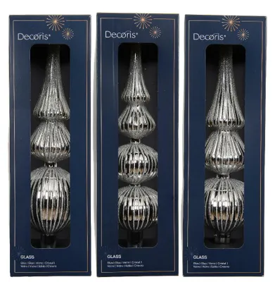 Productafbeelding van Piek glas L7,2b7,2h31 cm zilver a3 Decoris