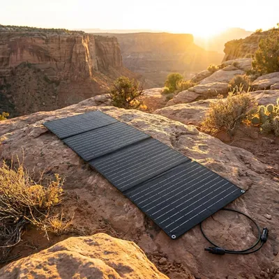 Produktbild von Faltbares Solarpanel 40W Monokristallin - Tragbares Solarladegerät IP65 mit MC4-komp. Stecker, DC Adapter, Ösen & Karabinern für Camping