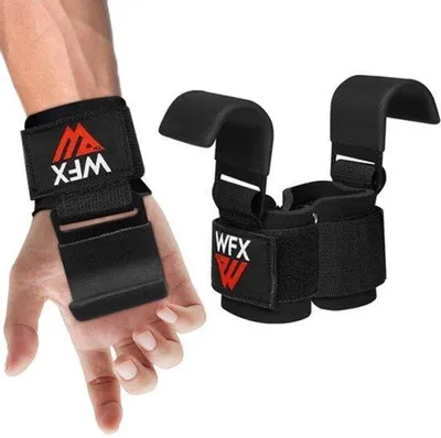 Productafbeelding van Gewichtheffen haken - Antislip rubberen gecoate handgrepen - 7 mm neopreen polsvulling - Voor gewichtheffen - Voor krachttraining en krachttraining