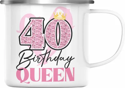 Produktbild von Trendation -  40. Geburtstag Emaille Tasse Frau Geschenk 40er Geschenkidee 40 Mutter Frauen Lustig Geschenke (Silber)