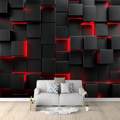 Immagine prodotto di Moderna decorazione da parete 3D con motivo geometrico in nero e rosso