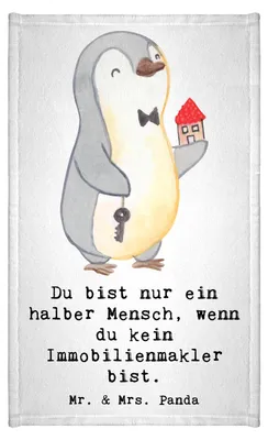Produktbild von Mr. & Mrs. Panda Handtuch Immobilienmakler Herz - Weiß - Geschenk, Frotteetuch, Spruch, Ausbildung, Baumwollhandtuch, Lustig, gäste wc, gästehandtuch klein, Kleines