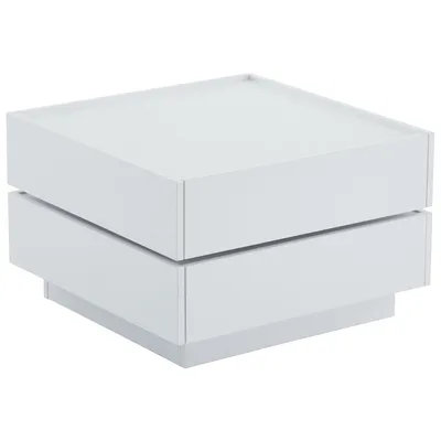 Obrázek produktu pro Abrihome Konferenční stolek otočný o 360°, čtvercový-60x60x38 cm, se 2 policemi a 2 zásuvkami, bílý