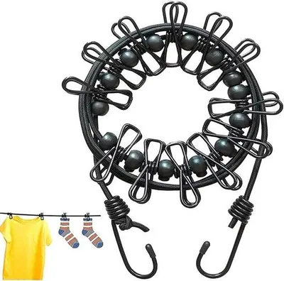 Produktbild von Elastische Reis Waslijn met 12 Clips, 12 Metern, Schwarz