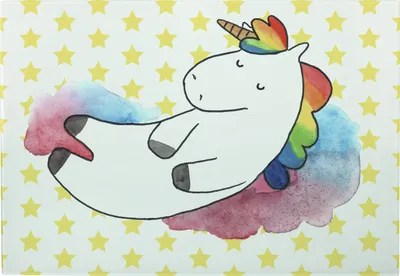 Produktbild von Mr. & Mrs. Panda Frühstücksbrett Einhorn Wolke 7 - Weiß - Geschenk, Schneidplatte, Unicorn, Servierplatte, Schneidebrett, Lächeln, Einhörner, Lustig, Küchenbrett